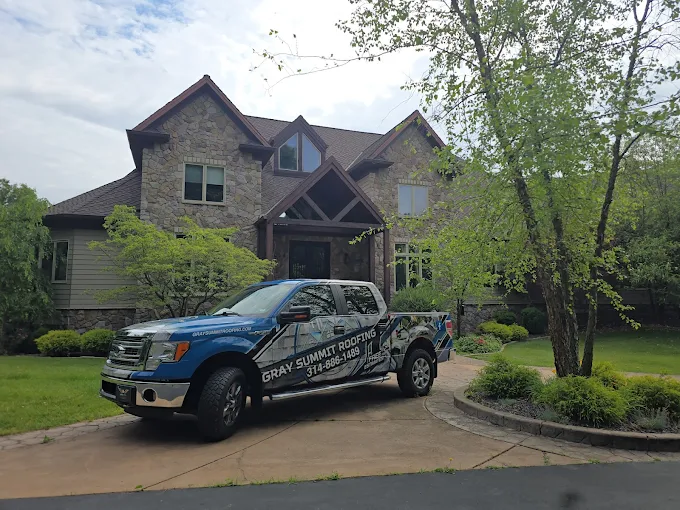 Gray Summit Roofing company truck in Saint Louis